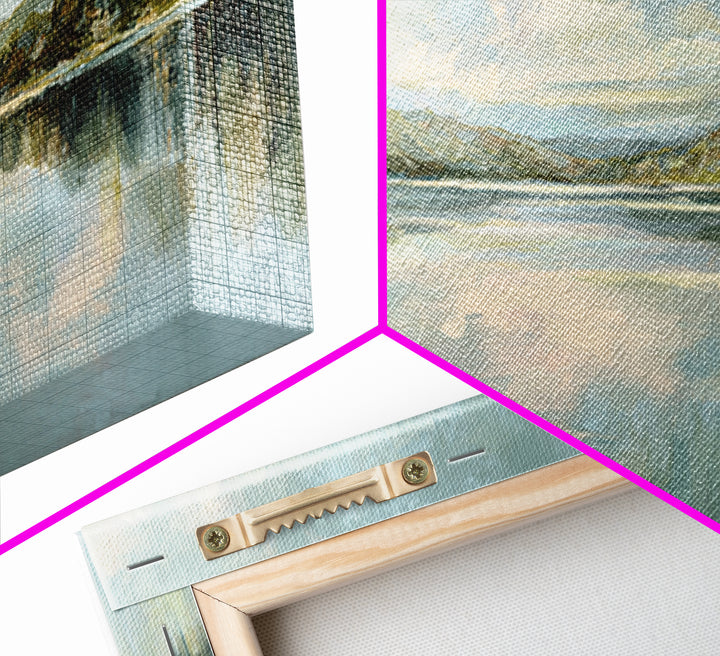 Peaceful Lake Reflection at Dawn Framed Canvas Print, Waiting Room Art, Abstract, Waiting Room Decor, Fine Art, Calm, WRA-2x1-96