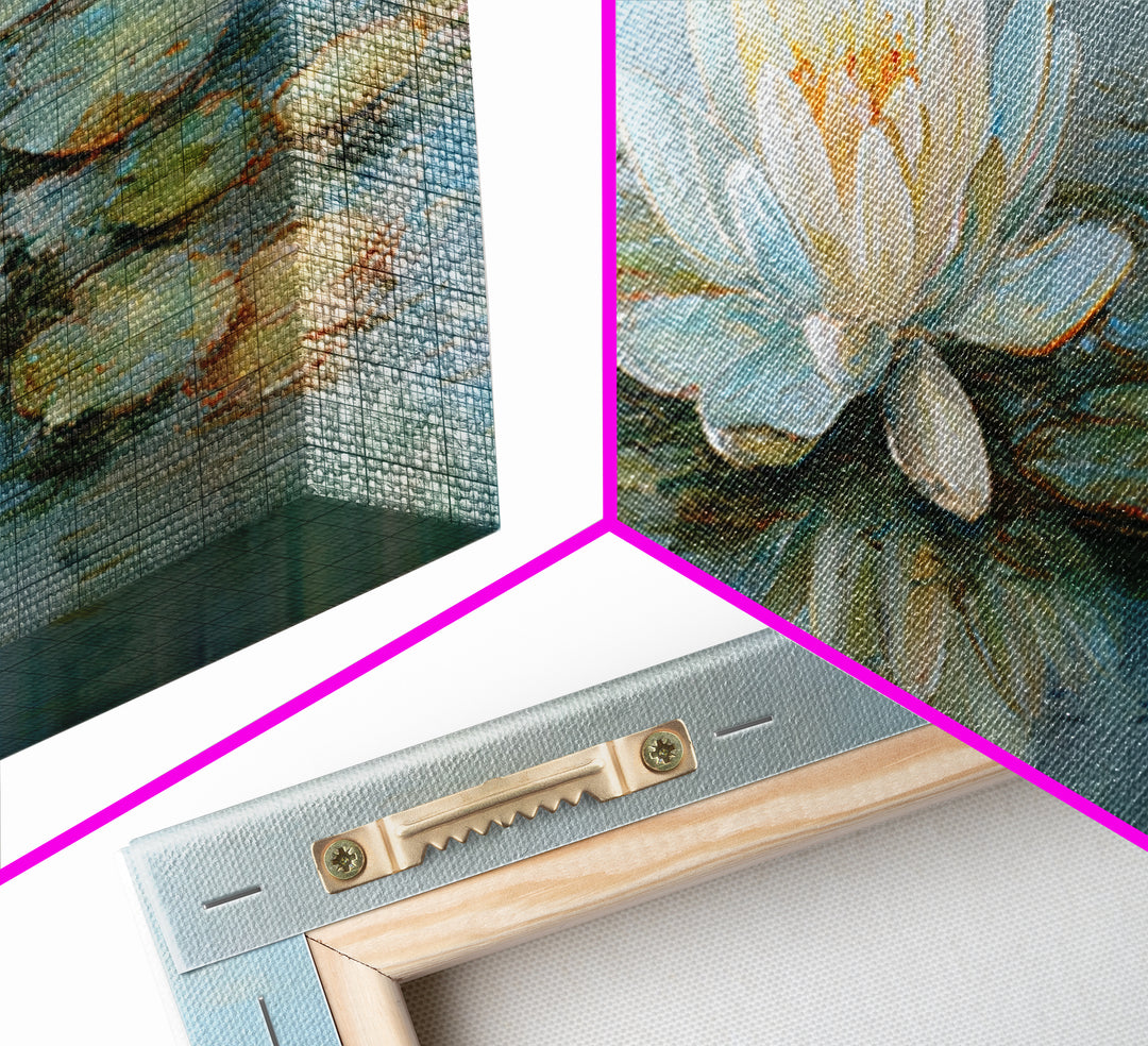 Lotus Flower on Still Water Canvas Print, Waiting Room Art, Luxury Decor, Waiting Room Decor, Fine Art, Calm, Original Art, WRA-3x1-31