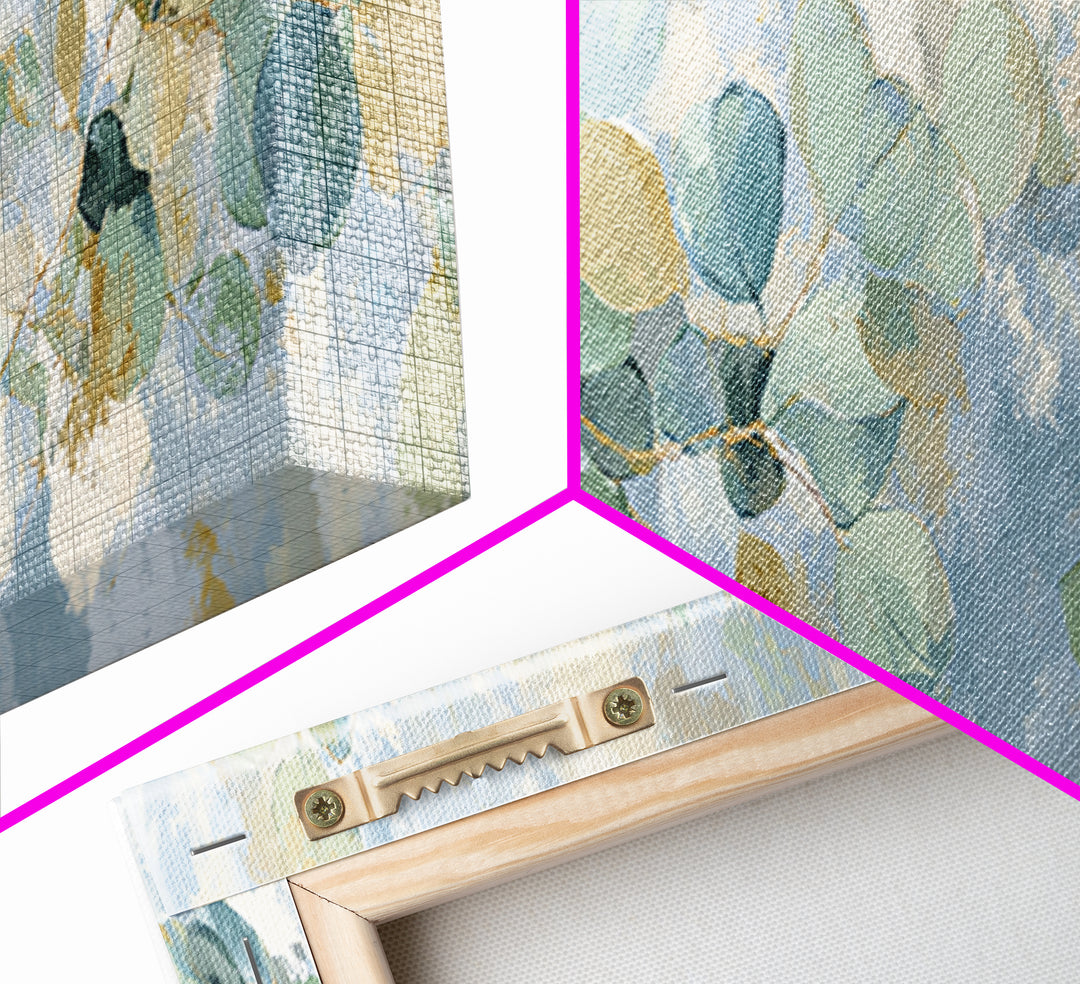 Clean Eucalyptus Leaf Study Framed Canvas Print, Waiting Room Art, Digital Art Print, Waiting Room Decor, Watercolor Art, Calm, WRA-3x1-57