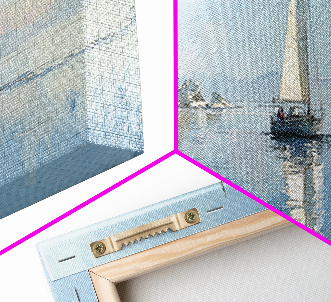 Quiet Sailboat on Calm Water Framed Canvas Print, Waiting Room Art, Wall Art, Waiting Room Decor, Calm, Floral Wall Art, WRA-3x1-59