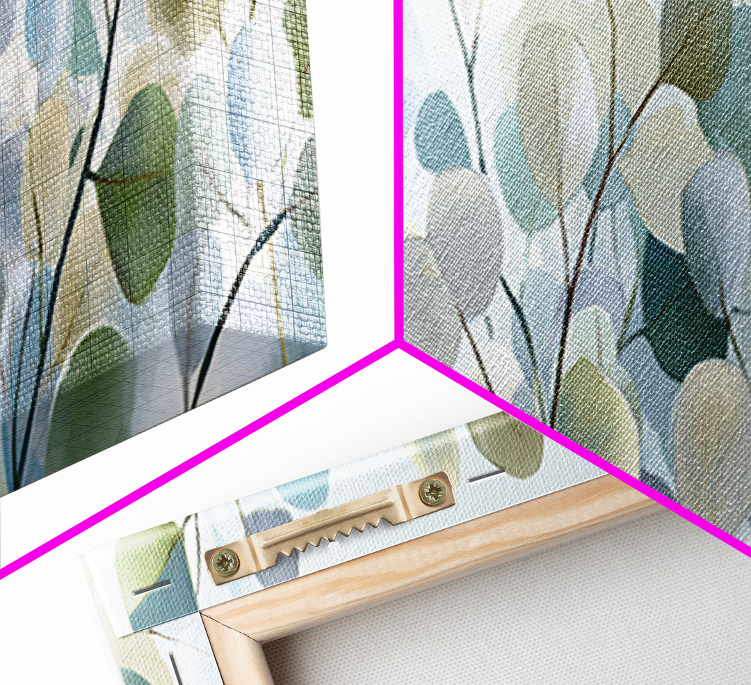 Clean Eucalyptus Leaf Study Framed Canvas Print, Waiting Room Art, Office Wall Art, Waiting Room Decor, Fine Art, Calm, WRA-3x1-9