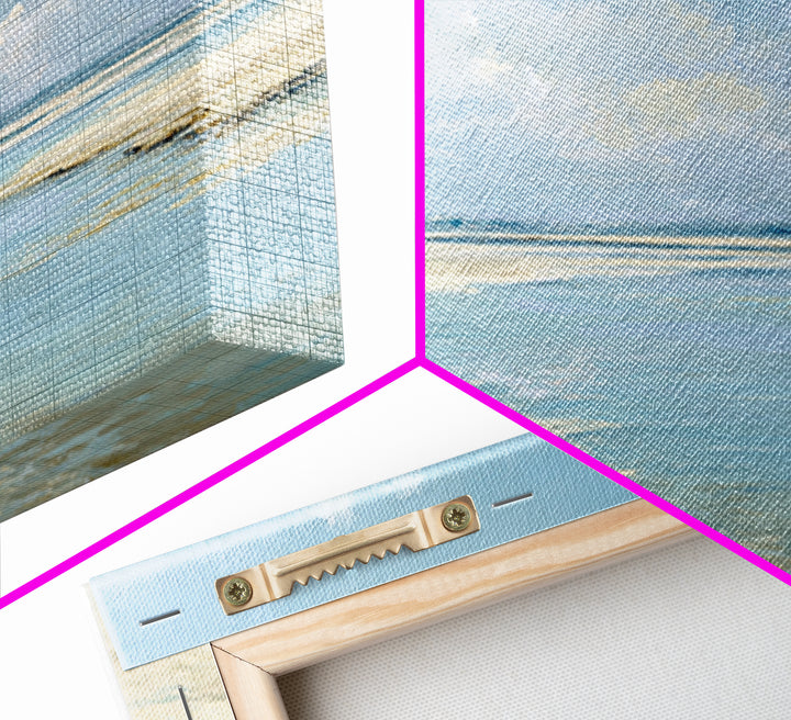 Coastal Horizon with Pale Sand and Water Framed Canvas Print, Waiting Room Art, Minimalist Wall Art, Waiting Room Decor, Calm, WRA-3x2-13