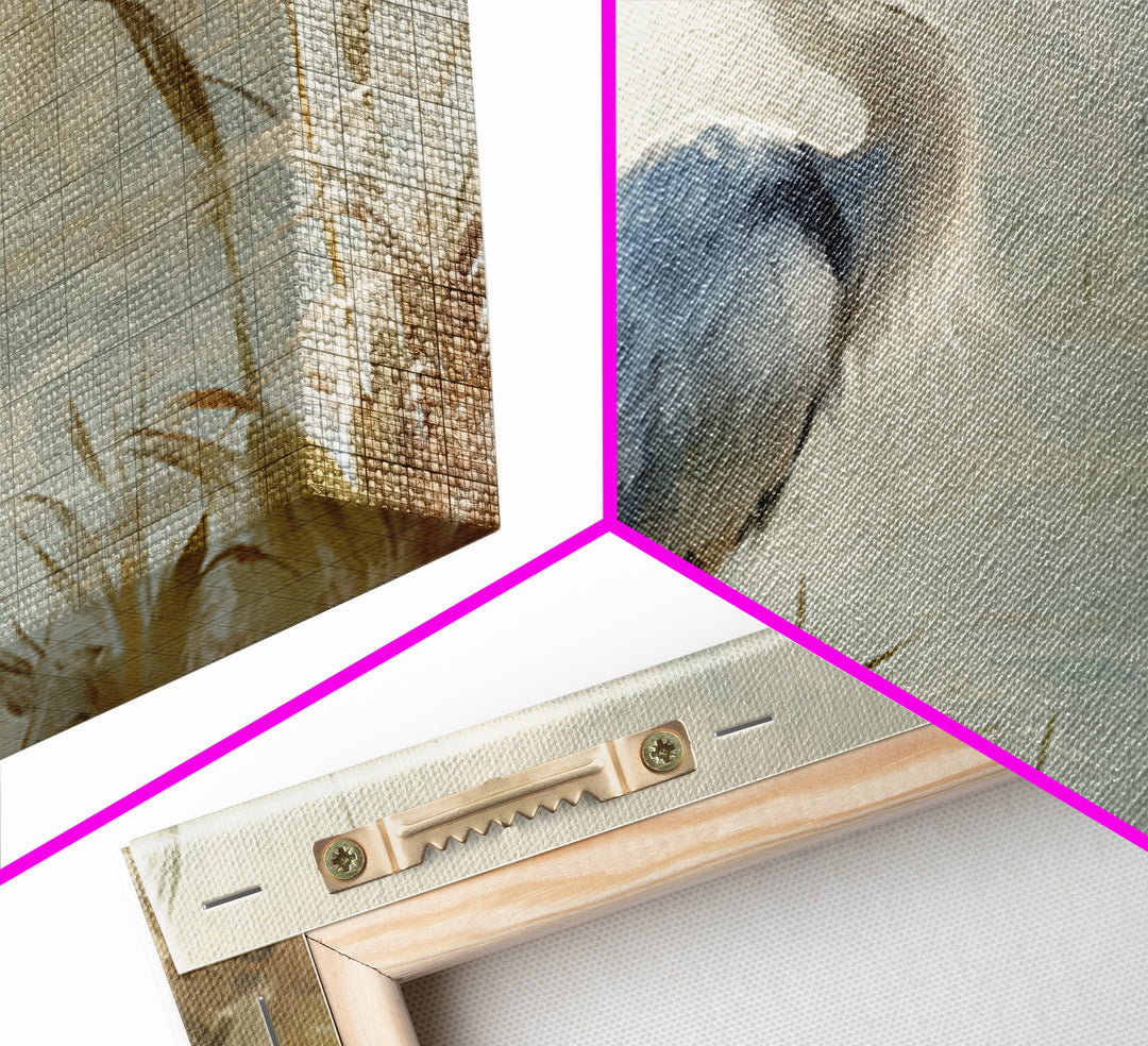 Blue Heron in Quiet Marsh Canvas Print, Waiting Room Art, Modern Art, Waiting Room Decor, Watercolor Art, Calm, WRA-3x2-16
