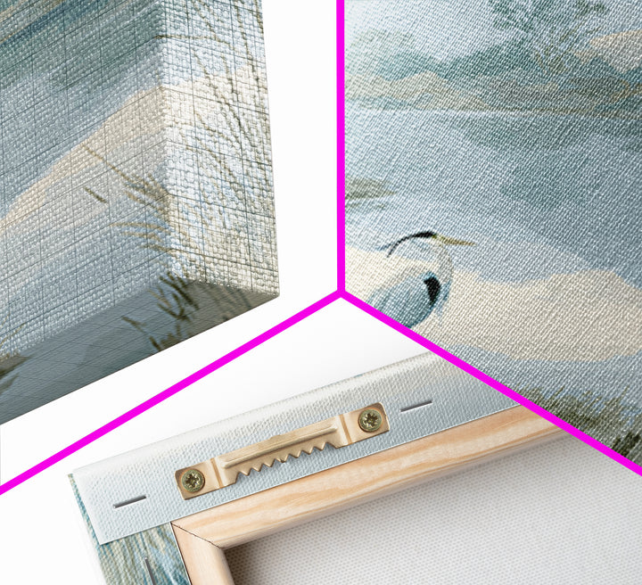 Blue Heron in Quiet Marsh Framed Canvas Print, Waiting Room Art, Landscape, Waiting Room Decor, Oil Painting, Calm, WRA-3x2-40
