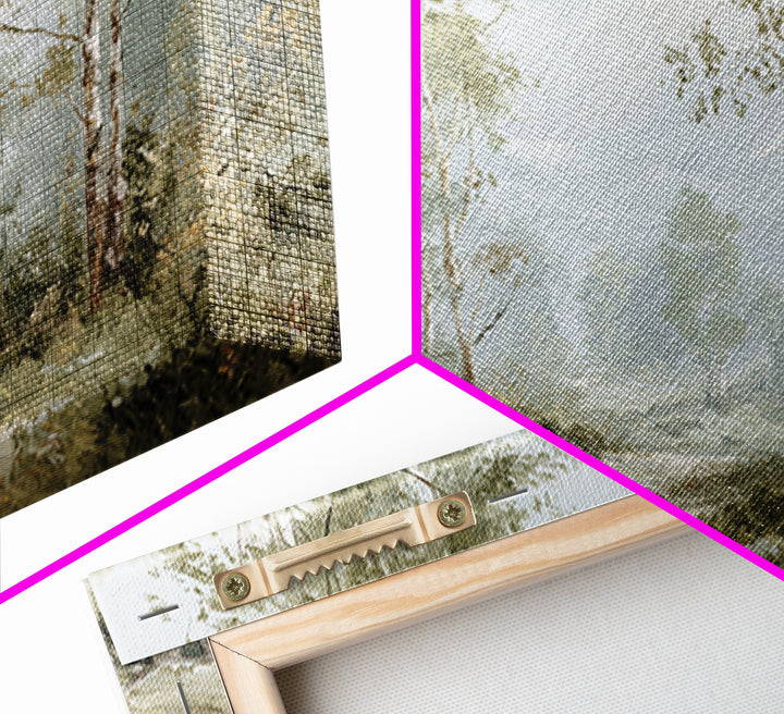 Misty Forest Path Framed Canvas Print, Waiting Room Art, Wall Sculpture, Waiting Room Decor, Oil Painting, Calm, Dog Wall Art, WRA-3x2-63