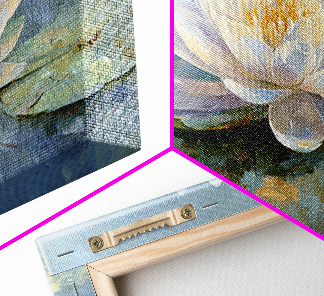 Lotus Flower on Still Water Canvas Print, Waiting Room Art, Textured Painting, Waiting Room Decor, Watercolor Art, Calm, WRA-3x2-67