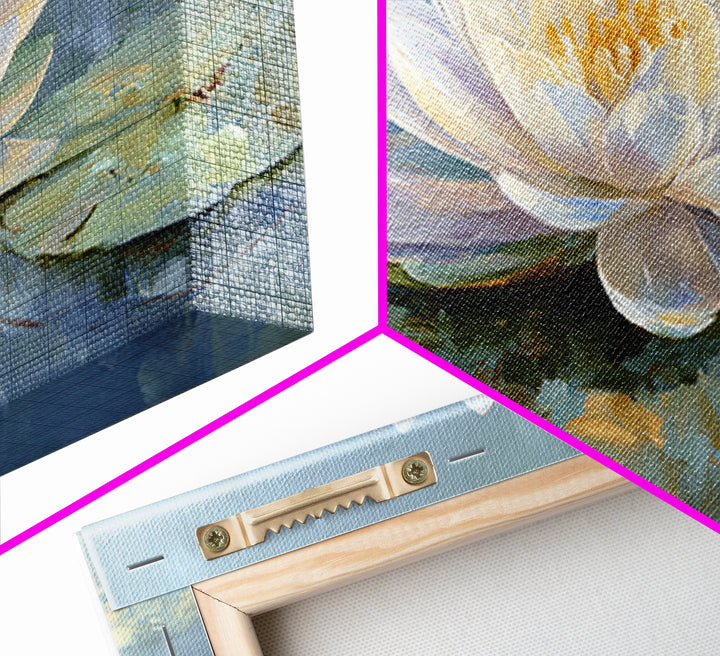 Lotus Flower on Still Water Canvas Print, Waiting Room Art, Textured Painting, Waiting Room Decor, Watercolor Art, Calm, WRA-3x2-67