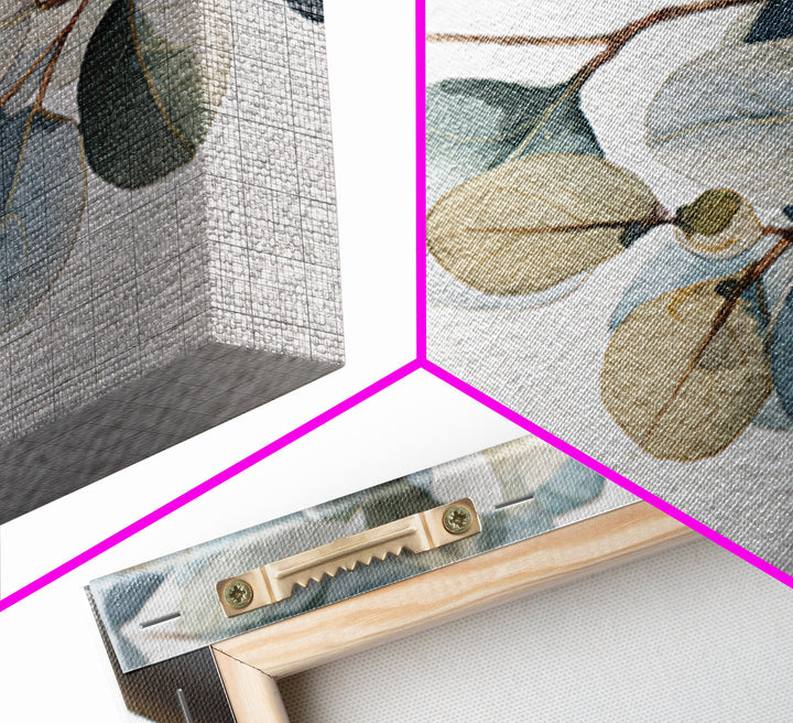 Clean Eucalyptus Leaf Study Framed Canvas Print, Waiting Room Art, Dog Wall Art, Waiting Room Decor, Fine Art, Calm, Boho Decor, WRA-3x2-69