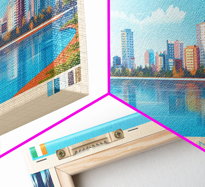 Abidjan, Ivory Coast Panoramic Travel Poster Canvas Print, Abidjan, Ivory Coast Painting, Ivory Coast Art, Abidjan Travel Art, Guest Room Painting