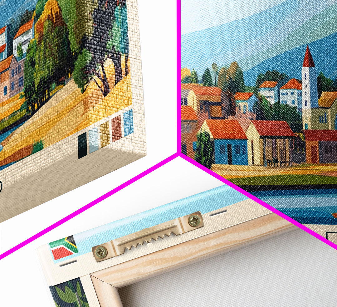 Botshabelo, South Africa Travel Poster Panoramic Canvas Print, Botshabelo, South Africa Painting, South Africa Art, Botshabelo Travel Art, Guest Room Painting