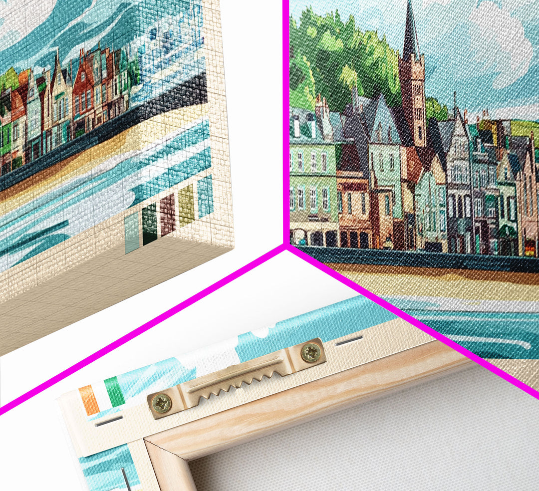 Bray, Ireland Panoramic Travel Poster Canvas Print, Bray, Ireland Painting, Ireland Art, Bray Travel Art, Guest Room Painting