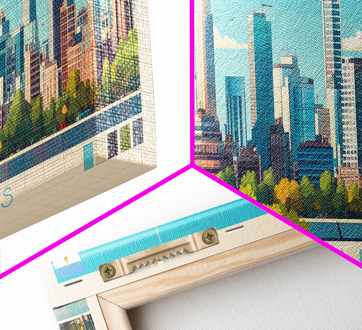 Buenos Aires, Argentina Panoramic Travel Poster Canvas Print, Buenos Aires, Argentina Painting, Argentina Art, Buenos Aires Panoramic Travel Art, Travel Painting