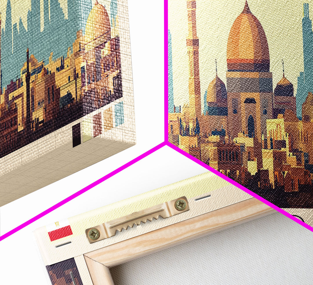 Cairo, Egypt Panoramic Travel Poster Canvas Print, Cairo, Egypt Painting, Egypt Art, Cairo Panoramic Travel Art, Travel Painting