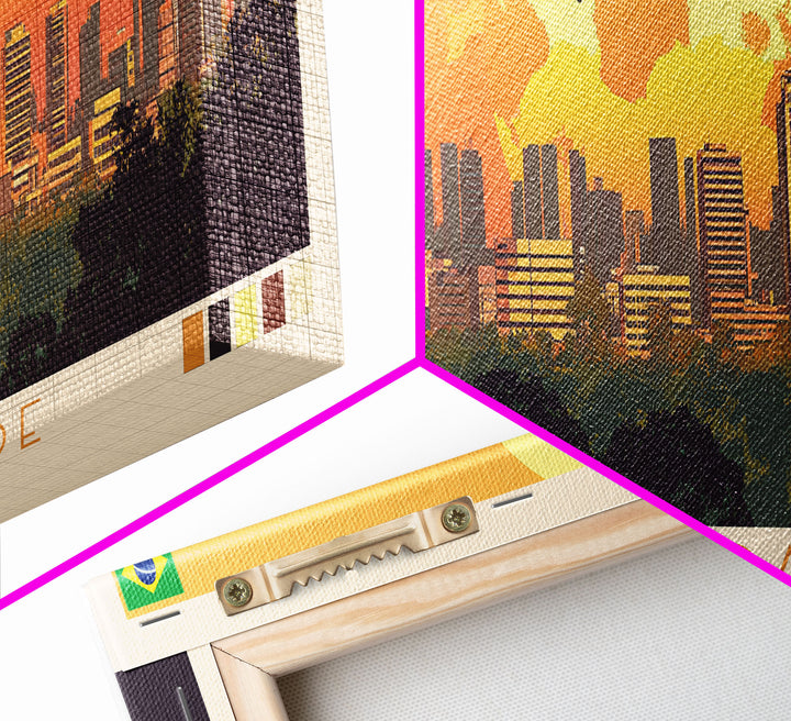 Campo Grande, Brazil Panoramic Travel Poster Canvas Print, Campo Grande, Brazil Painting, Brazil Art, Campo Grande Panoramic Travel Art, Travel Painting