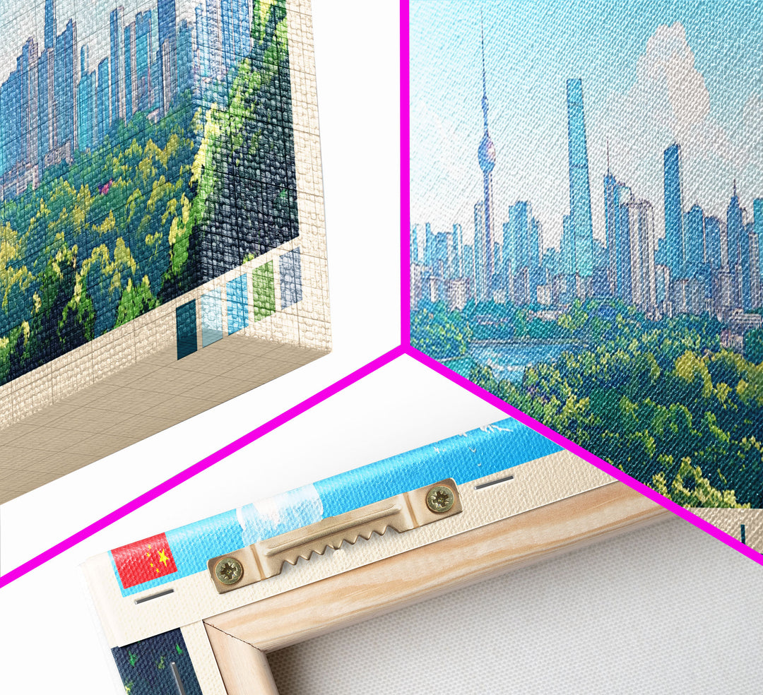 Changsha, China Panoramic Travel Poster Canvas Print, Changsha, China Painting, China Art, Changsha Travel Art, Living Room Painting