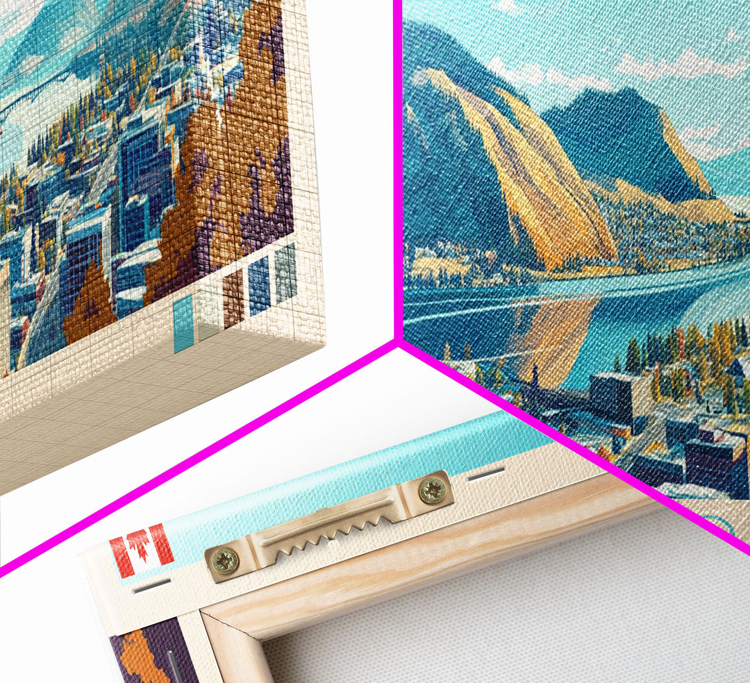 Kamloops, Canada Panoramic Travel Poster Canvas Print, Kamloops, Canada Painting, Canada Art, Kamloops Travel Art, Guest Room Painting