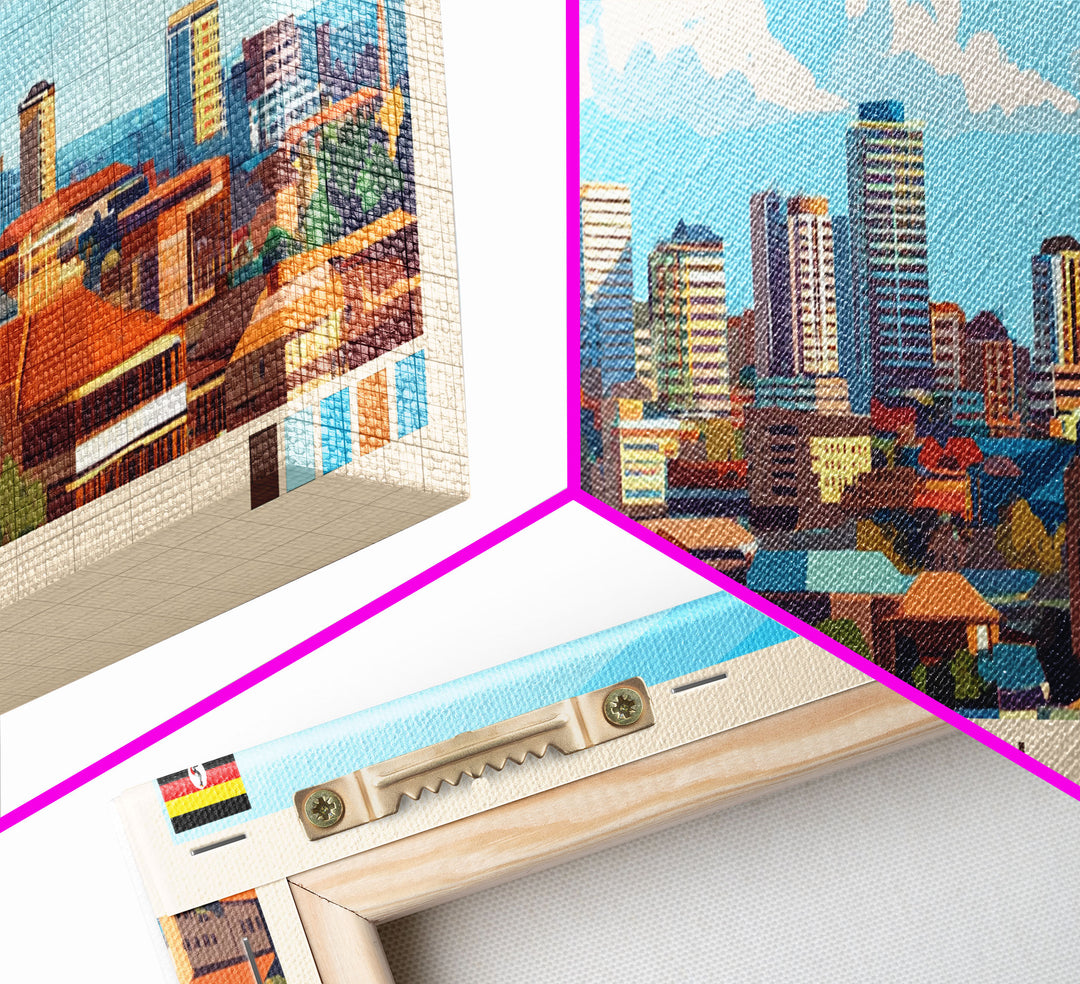Kampala, Uganda Panoramic Travel Poster Canvas Print, Kampala, Uganda Painting, Uganda Art, Kampala Travel Art, Living Room Painting