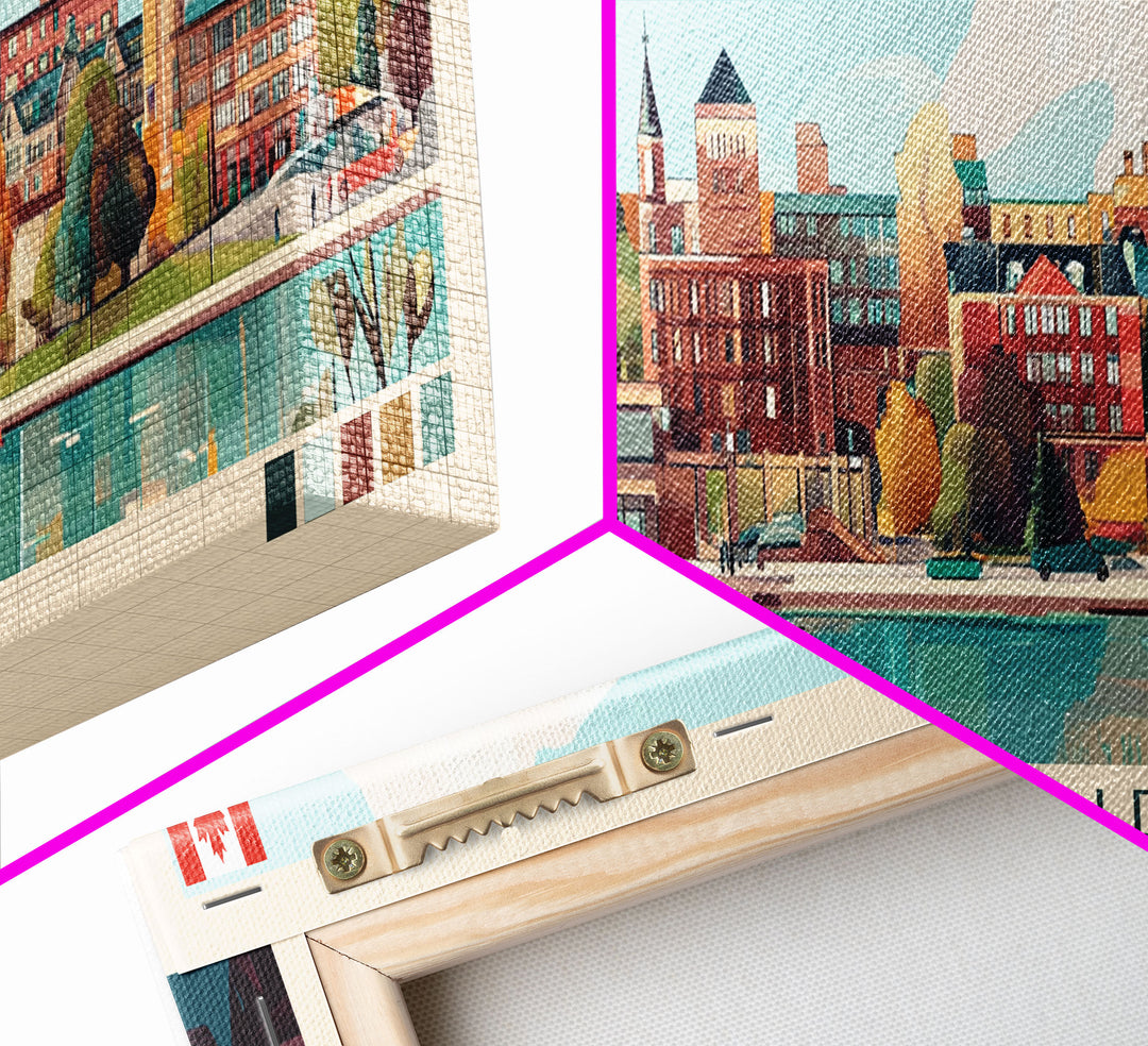 Panoramic Travel Poster Kitchener, Canada Canvas Print, Kitchener, Canada Painting, Canada Art, Kitchener Travel Art, Guest Room Painting