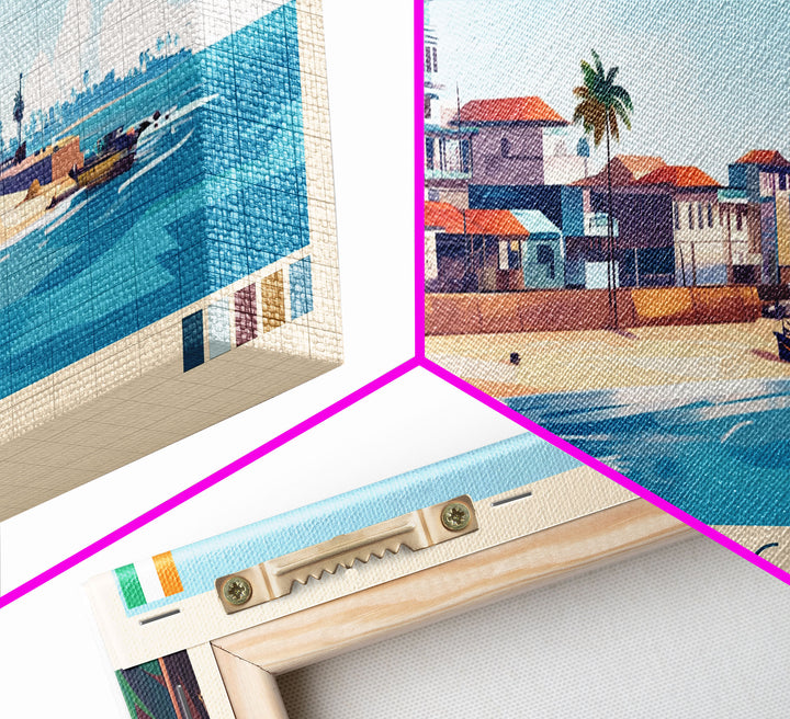 Korhogo, Ivory Coast Panoramic Travel Poster Canvas Print, Korhogo, Ivory Coast Painting, Ivory Coast Art, Korhogo Travel Art, Living Room Painting