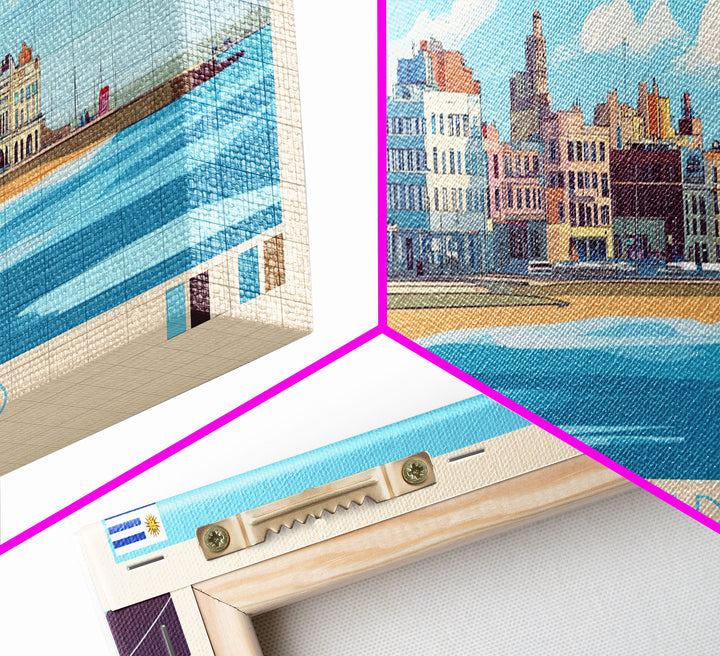 Montevideo, Uruguay Panoramic Travel Poster Canvas Print, Montevideo, Uruguay Painting, Uruguay Art, Montevideo Panoramic Travel Art, Travel Painting
