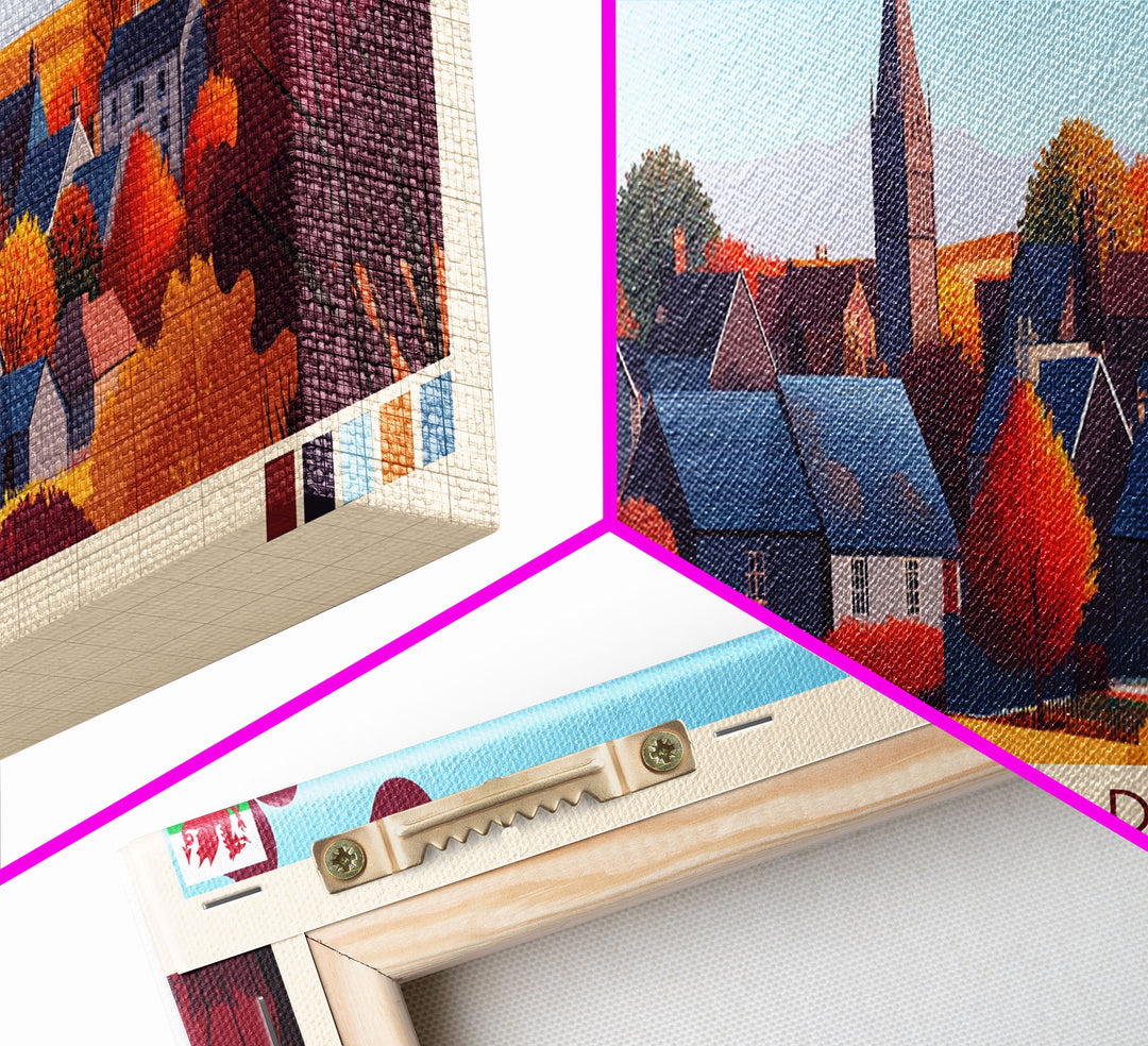 St Asaph, Wales Panoramic Travel Poster Canvas Print, St Asaph, Wales Painting, Wales Art, St Asaph Travel Art, Guest Room Painting