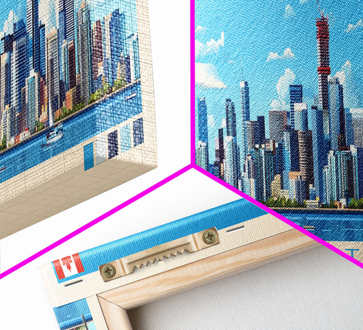 Toronto, Canada Panoramic Travel Poster Canvas Print, Toronto, Canada Painting, Canada Art, Toronto Travel Art, Living Room Painting