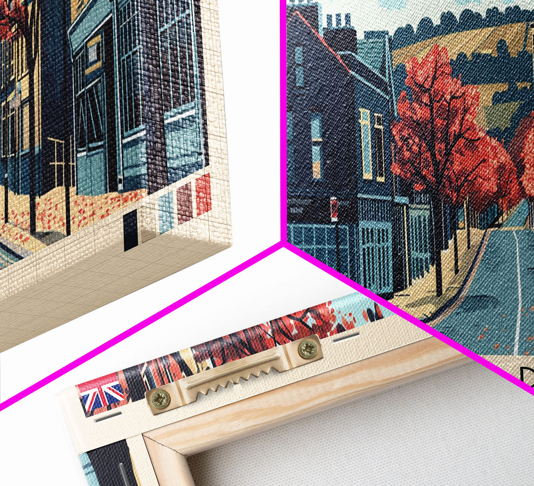 Bradford, England Panoramic Canvas Print, Bradford, England Painting, England Art, Bradford Travel Poster, Travel Art, Vacation Gift