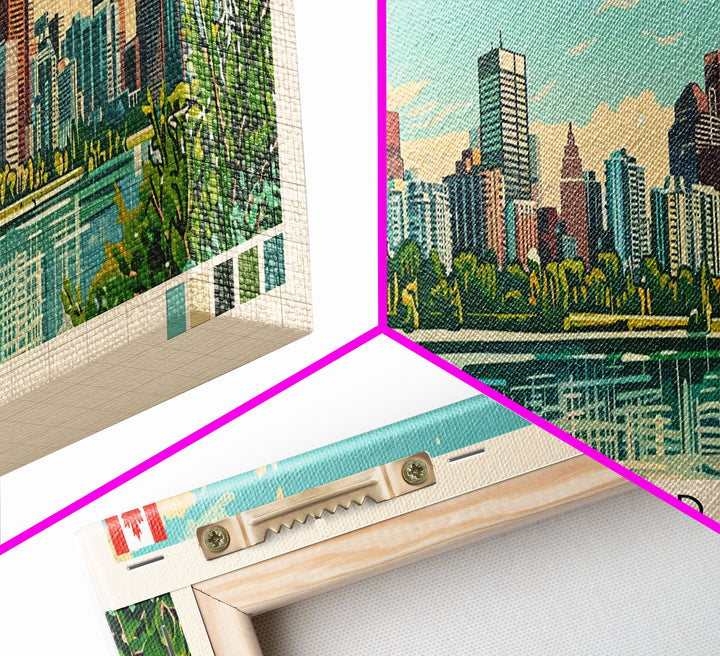 Calgary, Canada Panoramic Canvas Print, Calgary, Canada Painting, Canada Art, Calgary Travel Poster, Travel Art, Guest Room Painting