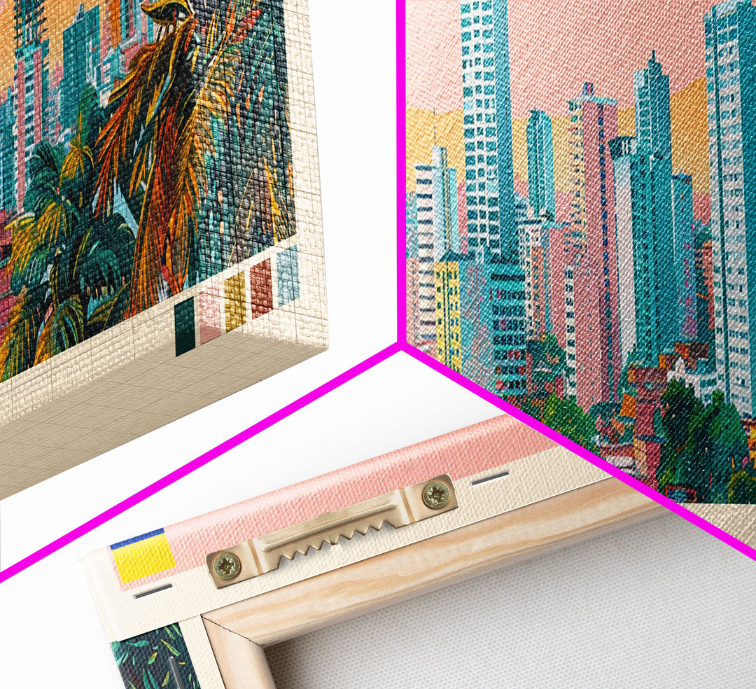 Cali, Colombia Panoramic Canvas Print, Cali, Colombia Painting, Colombia Art, Cali Travel Poster, Travel Art, Vacation Gift