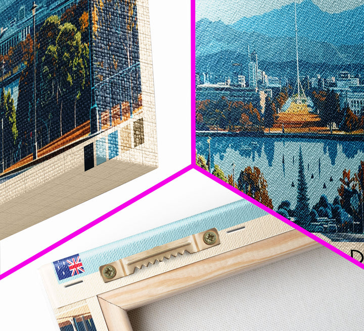 Canberra, Australia Panoramic Canvas Print, Canberra, Australia Painting, Australia Art, Canberra Travel Poster, Travel Art, Guest Room Painting