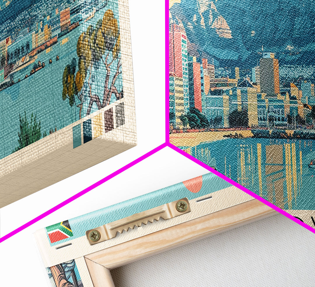 Cape Town, South Africa Panoramic Canvas Print, Cape Town, South Africa Painting, South Africa Art, Cape Town Travel Poster, Travel Art, Housewarming Gift