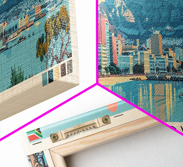 Cape Town, South Africa Panoramic Canvas Print, Cape Town, South Africa Painting, South Africa Art, Cape Town Travel Poster, Travel Art, Housewarming Gift