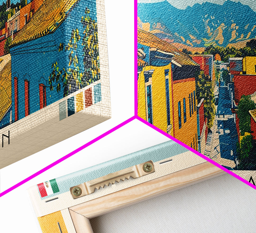 Chimalhuacan, Mexico Panoramic Canvas Print, Chimalhuacan, Mexico Painting, Mexico Art, Chimalhuacan Travel Poster, Travel Art, Living Room Painting