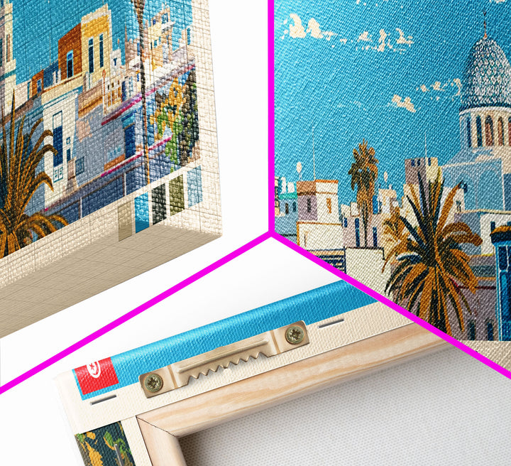 Sfax, Tunisia Panoramic Canvas Print, Sfax, Tunisia Painting, Tunisia Art, Sfax Travel Poster, Travel Art, Living Room Painting