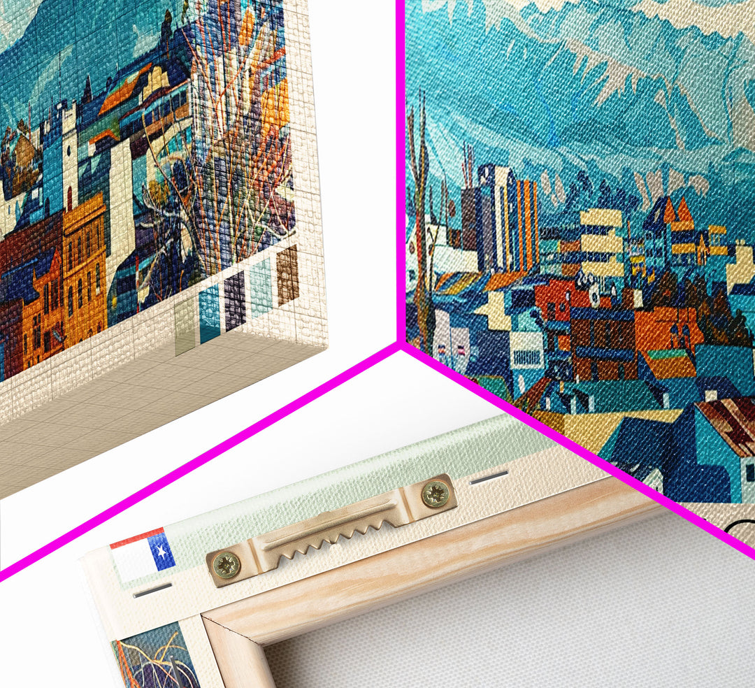 Temuco, Chile Panoramic Canvas Print, Temuco, Chile Painting, Chile Art, Temuco Travel Poster, Travel Art, Guest Room Painting