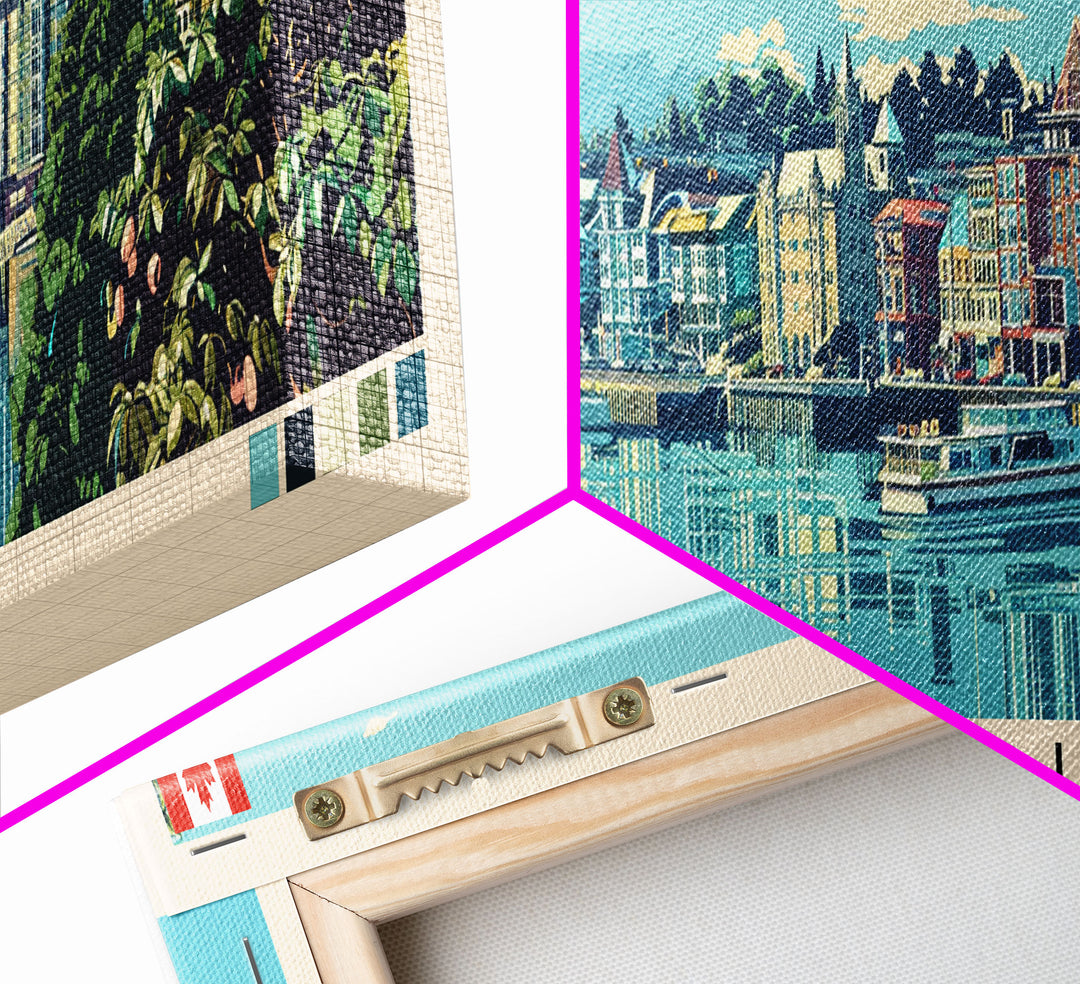 Victoria, Canada Panoramic Canvas Print, Victoria, Canada Painting, Canada Art, Victoria Travel Poster, Travel Art, Guest Room Painting