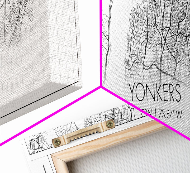 Panoramic Yonkers City Map, New York Art, Map Print, Minimalist Wall Art, Canvas Art, Housewarming Gift, Street Map Art, Closing Gift