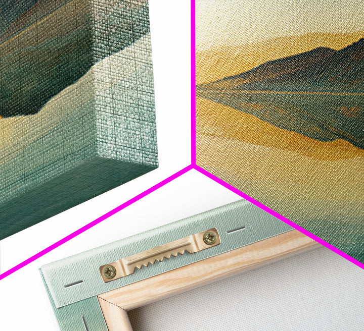 Sunrise Mountain Lake Reflection Framed Canvas Print, Yoga Studio Art, Boho Art, Yoga Studio Decor, Oil Painting, Balance, YSA-1x1-68