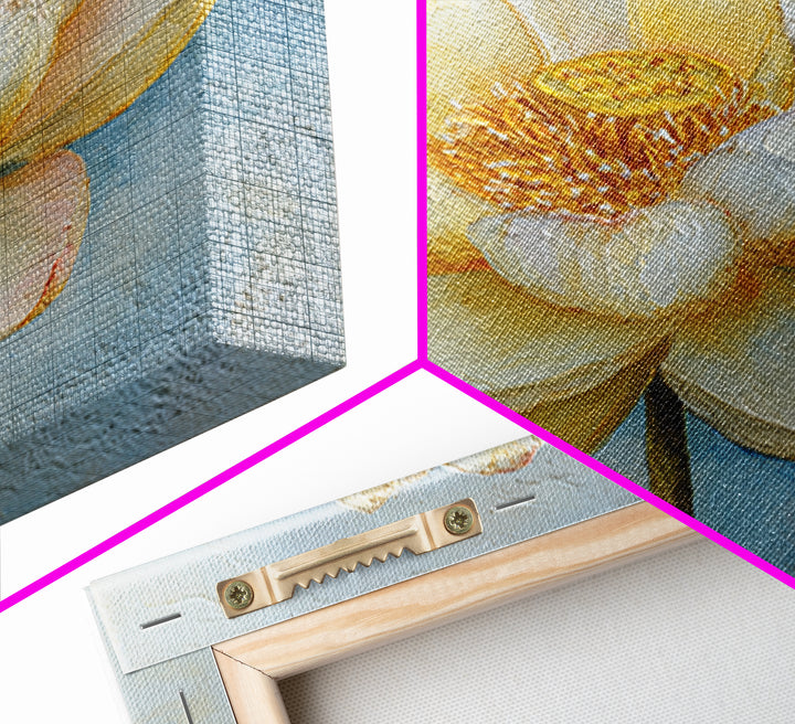 Lotus Flower with Soft Golden Glow Canvas Print, Yoga Studio Art, Neutral Decor, Yoga Studio Decor, Fine Art, Balance, YSA-1x1-75