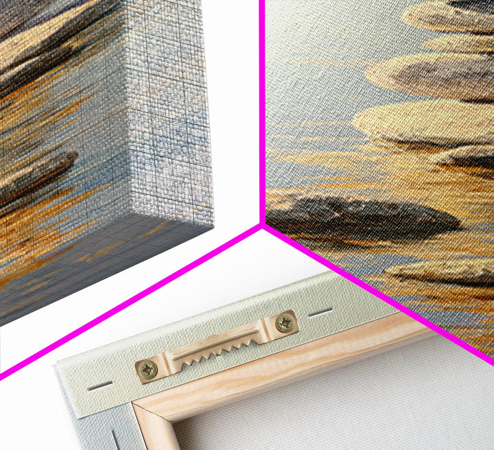 Balanced Stones Beside Calm Water Canvas Print, Yoga Studio Art, Wall Art Printable, Yoga Studio Decor, Fine Art, Balance, YSA-1x3-88