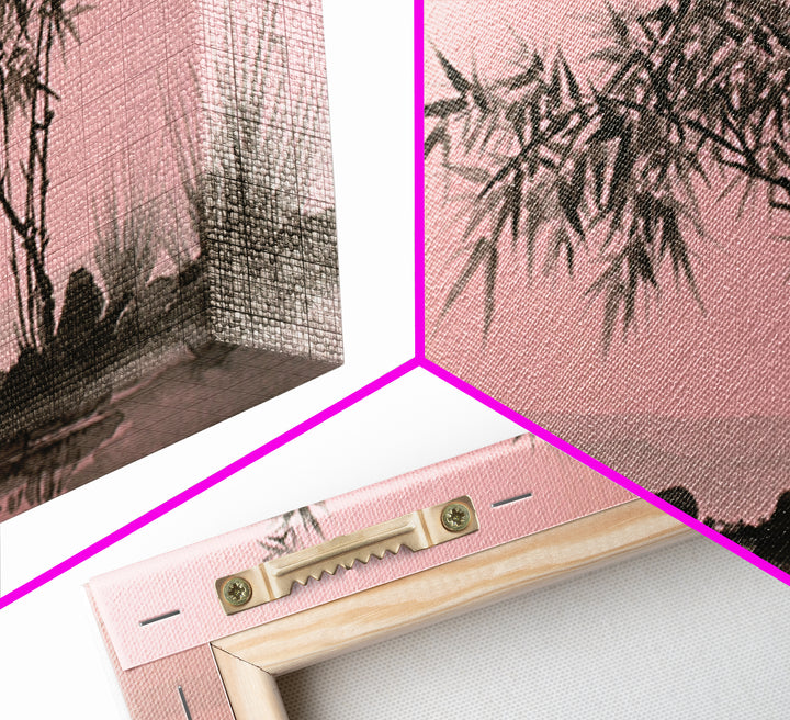 Bamboo and Mist Ink Wash Composition Canvas Print, Yoga Studio Art, Contemporary Art, Yoga Studio Decor, Fine Art, Balance, YSA-2x1-54