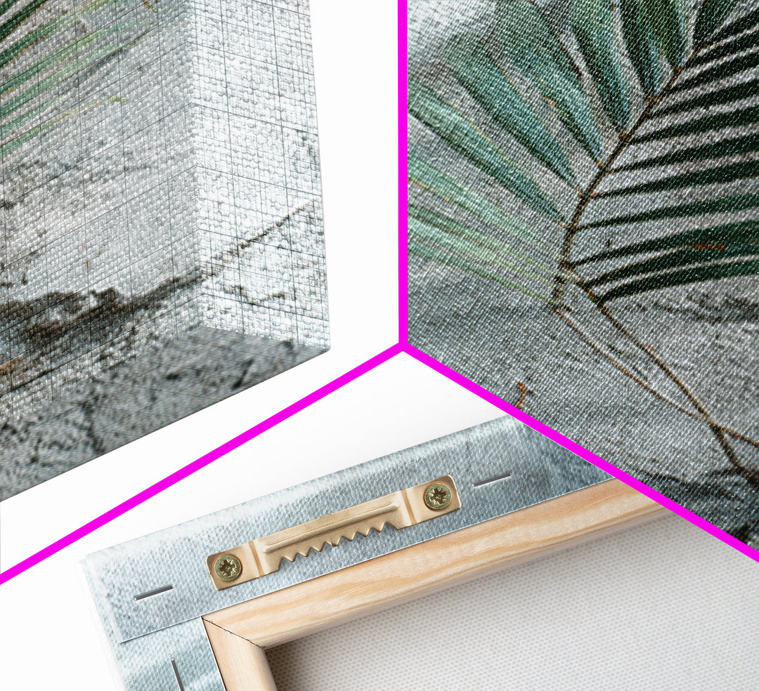 Gentle Palm Leaf Shadow on Plaster Framed Canvas Print, Yoga Studio Art, Yoga Gift, Yoga Studio Decor, Watercolor Art, Balance, YSA-2x3-8