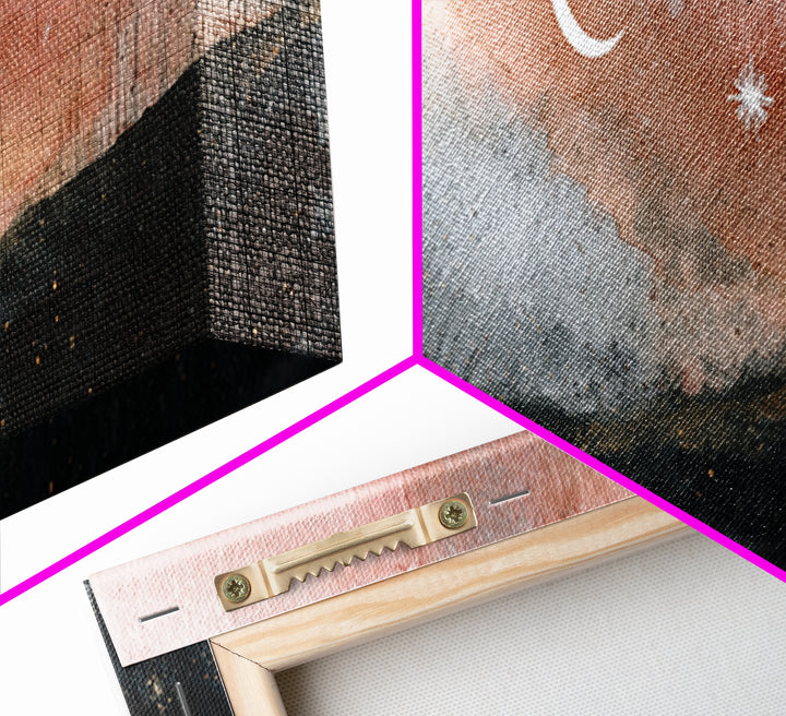 Crescent Moon and Stars Framed Canvas Print, Yoga Studio Art, Home Decor, Yoga Studio Decor, Fine Art, Balance, Custom Wall Art, YSA-3x1-10