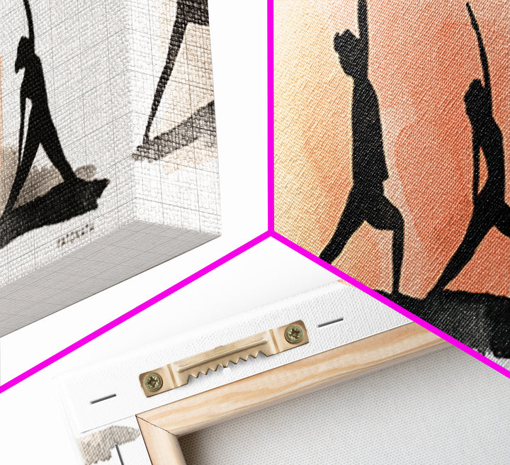Sun Salutation Silhouette Sequence Without Text Canvas Print, Yoga Studio Art, Luxury Decor, Yoga Studio Decor, Balance, YSA-3x1-48