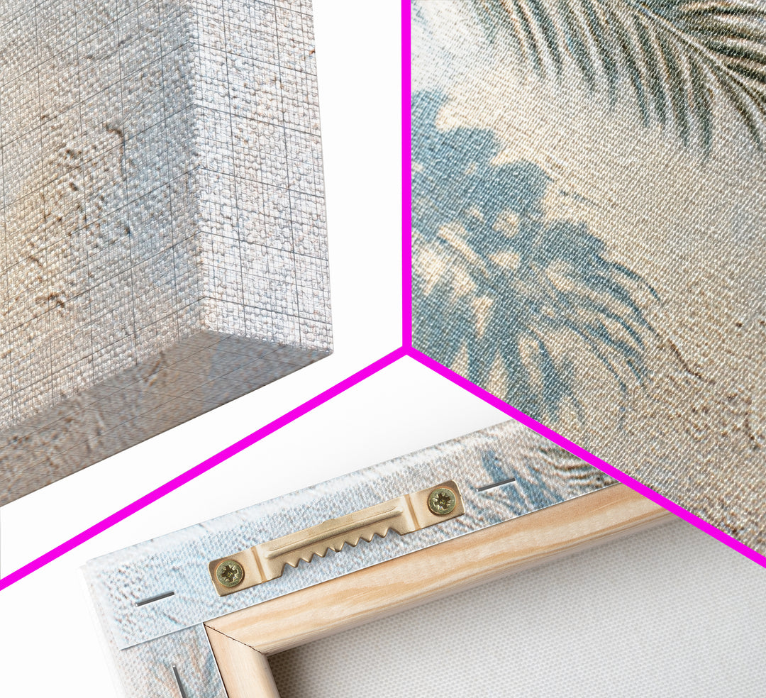 Gentle Palm Leaf Shadow on Plaster Framed Canvas Print, Yoga Studio Art, Minimalist Wall Art, Yoga Studio Decor, Balance, YSA-3x2-28