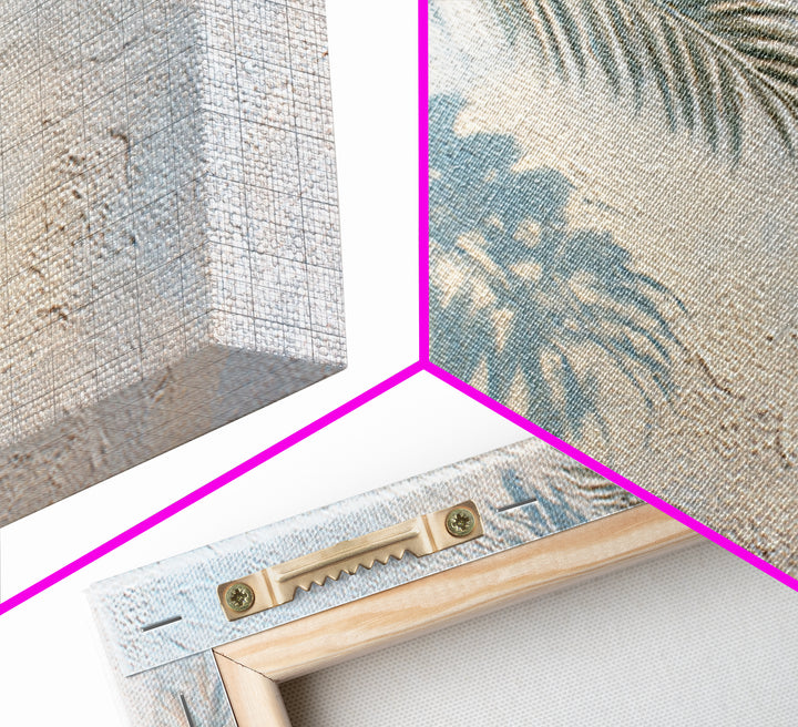 Gentle Palm Leaf Shadow on Plaster Framed Canvas Print, Yoga Studio Art, Minimalist Wall Art, Yoga Studio Decor, Balance, YSA-3x2-28