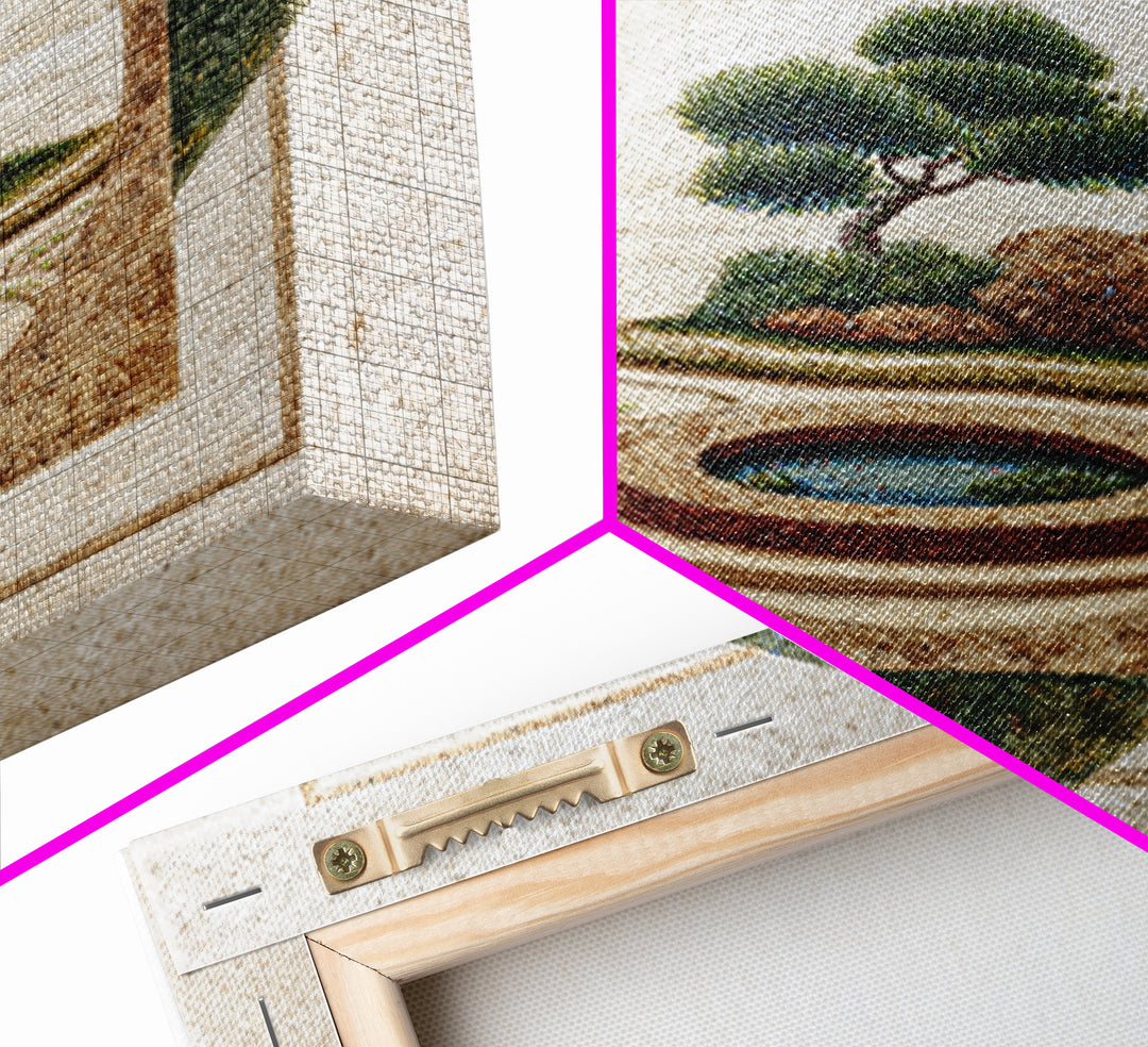 Raked Sand Garden Pattern from Above Framed Canvas Print, Zen Art, Artist, Living Room Decor, Watercolor Art, Zen, ZEN-1x1-6