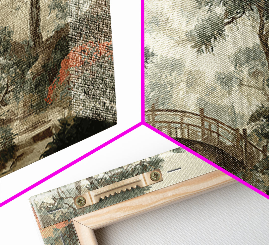Japanese Garden Bridge Implied Through Shapes Canvas Print, Zen Art, Abstract Art, Living Room Decor, Watercolor Art, Zen, ZEN-2x1-58