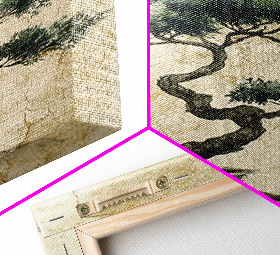 Bonsai Tree in Simple Ceramic Pot Framed Canvas Print, Zen Art, Extra Large Wall Art, Living Room Decor, Oil Painting, Zen, ZEN-2x3-20