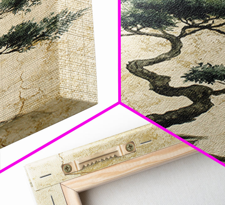 Bonsai Tree in Simple Ceramic Pot Framed Canvas Print, Zen Art, Extra Large Wall Art, Living Room Decor, Oil Painting, Zen, ZEN-2x3-20